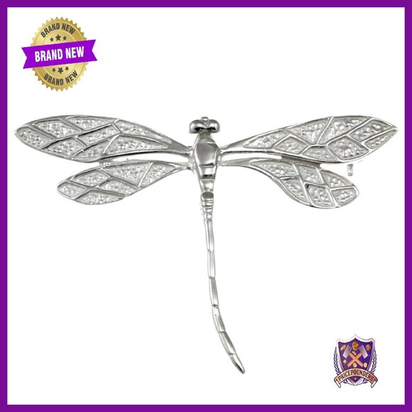 Jewelry - Sterling Silver Dragonfly Brooch Pin 50mm x 38mm with Gift Box